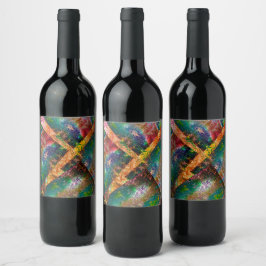 Etiqueta Para Botella De Vino Clutter de capas de color con quemado rústico