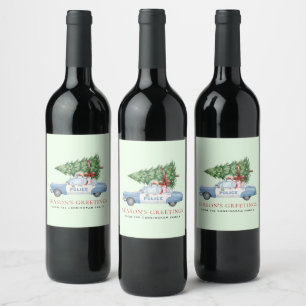 Etiqueta Para Botella De Vino Coche de árbol de Navidad del oficial de policía m