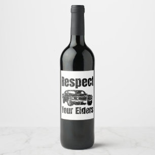 Etiqueta Para Botella De Vino Coche divertido - Vintage Respeta a tus mayores Cl