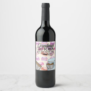 Etiqueta Para Botella De Vino Cocina de la abuela servida todos los días con él