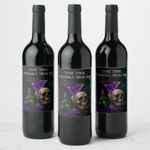 Etiqueta Para Botella De Vino Cocktail de cráneo gótico Boo Ze Night