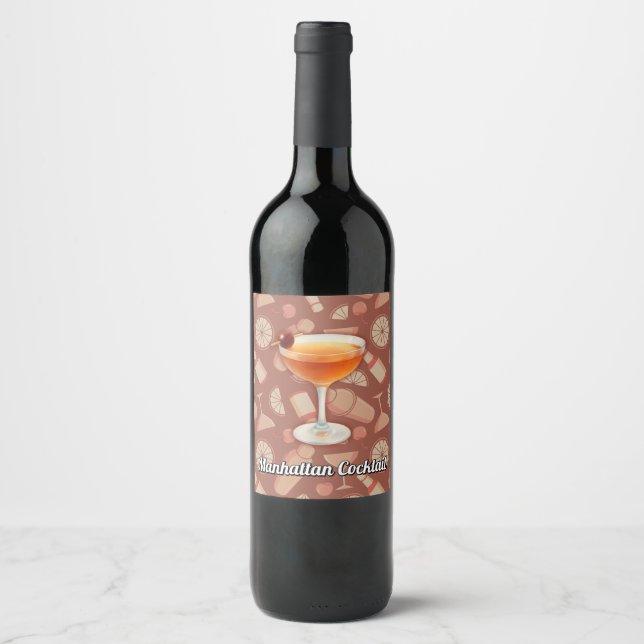 Etiqueta Para Botella De Vino Cóctel Manhattan (Anverso)