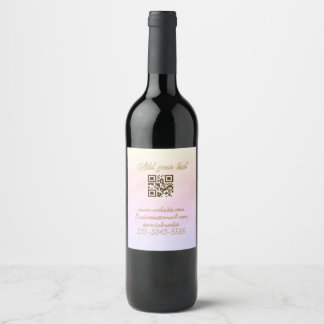 Etiqueta Para Botella De Vino código QR personalizado simple agregue su nombre t