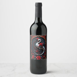 Etiqueta Para Botella De Vino Colección de Boda del Elegante Cisne Blanco