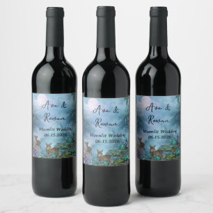 Etiqueta Para Botella De Vino Colección de Boda Elegancia Bioluminiscente