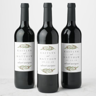 Etiqueta Para Botella De Vino Colección de Bodas de bifurcación de aceitunas