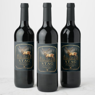 ETIQUETA PARA BOTELLA DE VINO COLECCIÓN DE CAZA DE CIERVO MACHO 