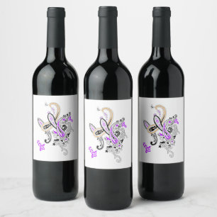Etiqueta Para Botella De Vino Colección de Paisley Botánico de Lujo