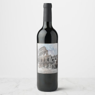 Etiqueta Para Botella De Vino Coliseo Roma Italia Etiqueta de Vino – Vintage Ita