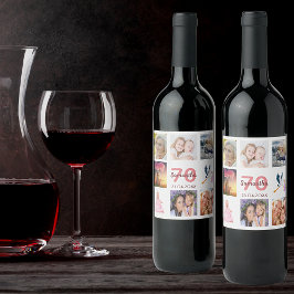 Etiqueta Para Botella De Vino collage de fotos de la fiesta de cumpleaños 70