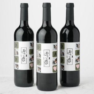 Etiqueta Para Botella De Vino Collage de Fotos Moderno Día del Padre