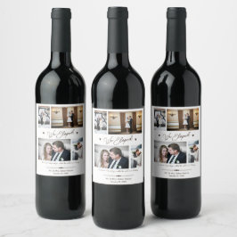 Etiqueta Para Botella De Vino Collage de fotos personalizado que eludimos a Boda