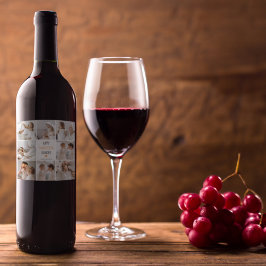Etiqueta Para Botella De Vino Collage moderno foto Feliz abuelo de Acción de Gra