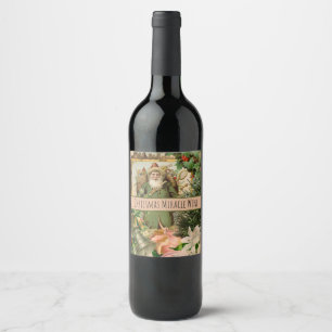 Etiqueta Para Botella De Vino Collage Navideño de Santa Verde del Viejo Mundo An
