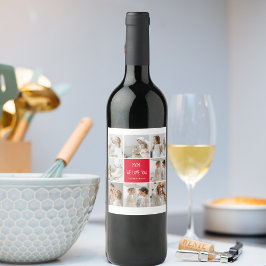 Etiqueta Para Botella De Vino Collage Photo Mom Red Te Ama Mejor Regalo De Madre