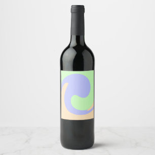 Etiqueta Para Botella De Vino Color azul verde oscuro líquido mármol boho patrón
