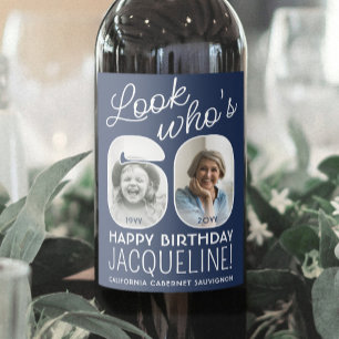 Etiqueta Para Botella De Vino Colores de bricolaje • Cumpleaños de 60 años de Lo