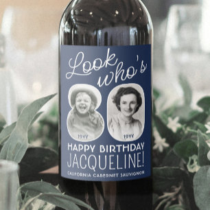 Etiqueta Para Botella De Vino Colores de bricolaje • Cumpleaños de 80 años de Qu