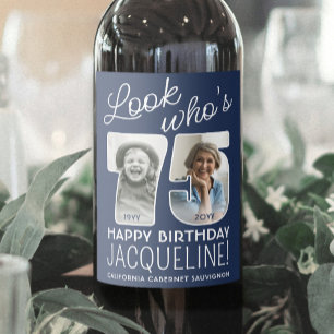 Etiqueta Para Botella De Vino Colores de bricolaje • Mira quién cumple 75 años 2