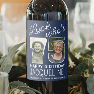 Etiqueta Para Botella De Vino Colores de bricolaje • Mira quién cumple 75 años 2