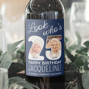 Etiqueta Para Botella De Vino Colores DIY • Cumpleaños de 25 años de Look Who's