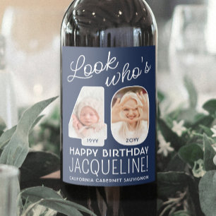 Etiqueta Para Botella De Vino Colores DIY • Cumpleaños de 40 años de Look Who's