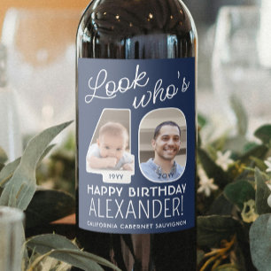 Etiqueta Para Botella De Vino Colores DIY • Cumpleaños de 40 años de Look Who's 