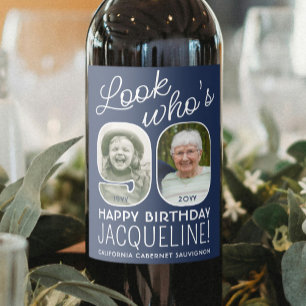 Etiqueta Para Botella De Vino Colores DIY • Mira quién cumple 90 años Fiesta 2 F