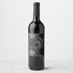 Etiqueta Para Botella De Vino Colores silenciados únicos estampado floral vintag
