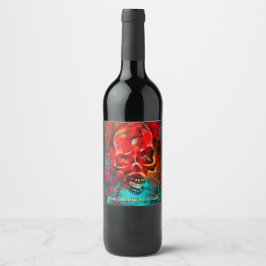 Etiqueta Para Botella De Vino Colorful skull. Bone-Chilling Beverage 