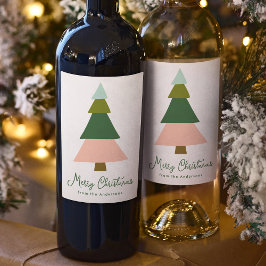 Etiqueta Para Botella De Vino Colorida fiesta moderna del árbol de Navidad