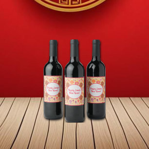 Etiqueta Para Botella De Vino Coloridas linternas chinas Año Nuevo lunar