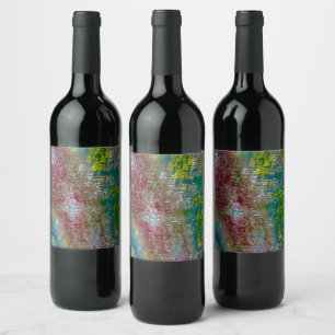 Etiqueta Para Botella De Vino Colorido con ranuras y pintura teñida de piel