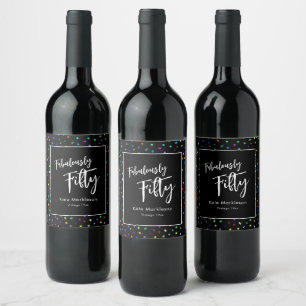 Etiqueta Para Botella De Vino Colorido Confetti Fabularmente Cincuenta Fiestas N