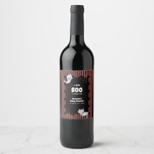 Etiqueta Para Botella De Vino Colorido Pequeño Boo Ghost Cat Baby Shower