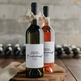 Etiqueta Para Botella De Vino Combina Bien Con Ser Dama De Honor Propuesta Simpl