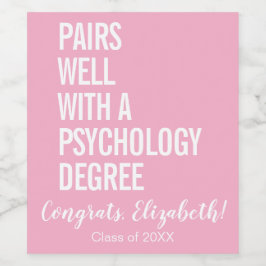 Etiqueta Para Botella De Vino Combina bien con un título de psicología graduado