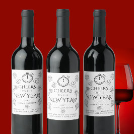 Etiqueta Para Botella De Vino Combina Bien Garabatos Negros Feliz Año Nuevo Fies
