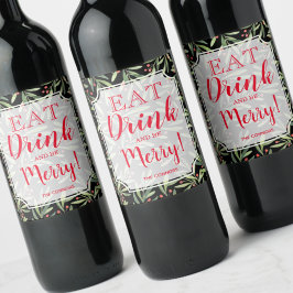 Etiqueta Para Botella De Vino Come, Bebe y Alégrate Fiesta