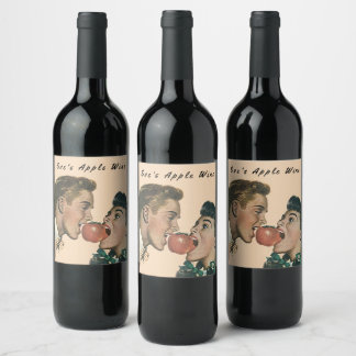 Etiqueta Para Botella De Vino Comida Apple Wine Retro estilo Apple Eve casero
