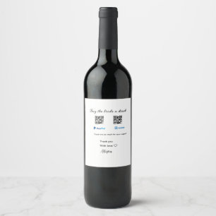 Etiqueta Para Botella De Vino Comprar a la novia una donación de bebida QR Venmo