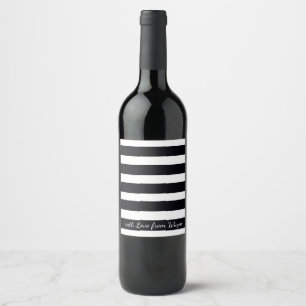 Etiqueta Para Botella De Vino Con Amor De Tanto Y Tanto Rayas Negras Y Blancas