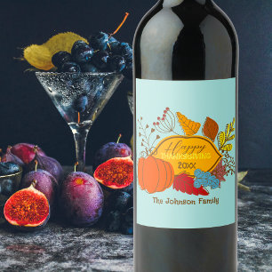 Etiqueta Para Botella De Vino Con el tema del otoño se deja la calabaza de Berri