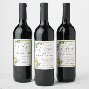 Etiqueta Para Botella De Vino Con Oliva Nuestro Amor Etiqueta de Botella de Boda