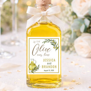 Etiqueta Para Botella De Vino Con Oliva Nuestro Amor Etiqueta de Botella de Boda