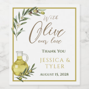 Etiqueta Para Botella De Vino Con Oliva Nuestro Amor Etiqueta de Botella de Boda