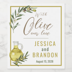 Etiqueta Para Botella De Vino Con Oliva Nuestro Amor Etiqueta de Botella de Boda