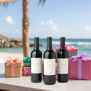 Etiqueta Para Botella De Vino Conchas marinas y campanas de boda: Desayuno de no