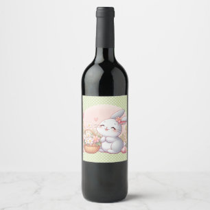 Etiqueta Para Botella De Vino Conejo de primavera/Semana Santa con huevo