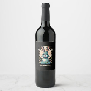 Etiqueta Para Botella De Vino conejo namaste yoga conejo meditación